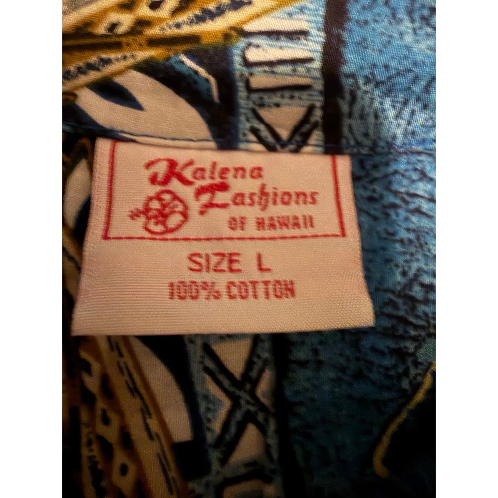 Kalena Fashions Hawaii Button Up Shirt Mens Large Blue Sea Turtle Aloha SKU 57 - Picture 3 of 5